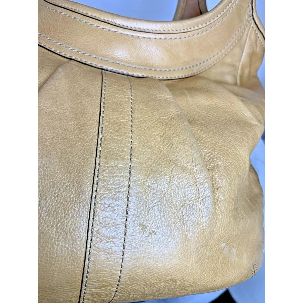 Coach Pleated Ergo Tote #12240 Tan Leather Tattersall Lining 2008 Shoulder Bag